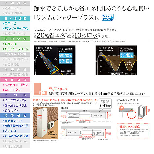 【工事費込】エコキュート[貯湯ユニット、ヒートポンプユニット][フルオート][370L][薄型][Wシリーズ][一般地][リモコン脚部カバー]