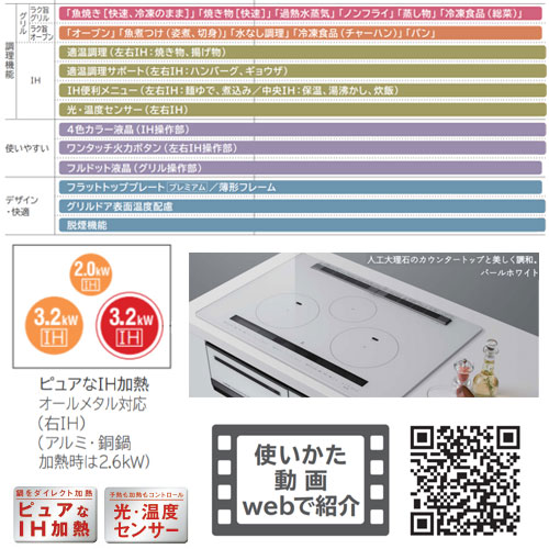 HT-M200XTWF(W)｜日立IHクッキングヒーター M200Tシリーズ[75cm][3口IH]