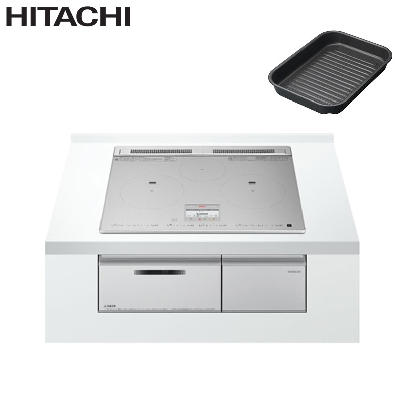 IHクッキングヒーター N8ATシリーズ[60cm][3口IH][マルチグリル][シルバー][鉄・ステンレス対応][30A][単相200V][ラク旨グリル]