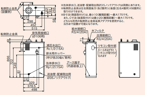 IB-3867EG+IR-34V｜CHOFU石油給湯器[台所リモコンセット][給湯専用]