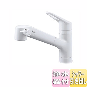 オールインワン浄水栓[Nタイプ][浄水器内臓シングルレバー混合栓][首長：244mm][抗菌ハンドル][ホース引出式][一般地]