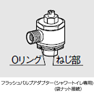 フラッシュバルブアダプター[止水栓分岐タイプ][シャワートイレ専用][袋ナット接続][トイレ部材]