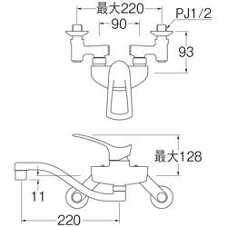 K1712EAK-3U-13｜三栄水栓製作所キッチン用蛇口[壁][シングルレバー