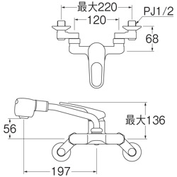 K27CMK-13｜三栄水栓製作所｜キッチン用蛇口[壁][シングルレバー混合水