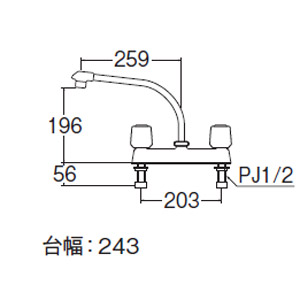 K61D-LH-13｜三栄水栓製作所キッチン用蛇口 U-MIXシリーズ[台