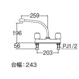 K61DK-LH-13｜三栄水栓製作所キッチン用蛇口 U-MIXシリーズ[台