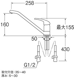 K87111JK-13｜三栄水栓製作所｜キッチン用蛇口[台][シングルレバー混合