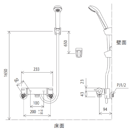 KF800NNC4｜KVK浴室用蛇口[壁][サーモスタット付シャワー]