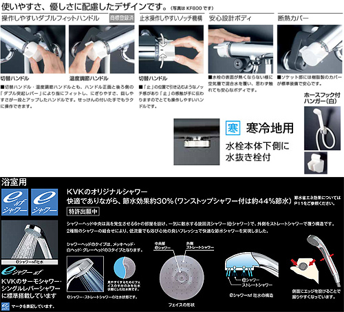 KF800WS2｜KVK浴室用蛇口 KF800シリーズ[壁][浴槽・洗い場兼用]