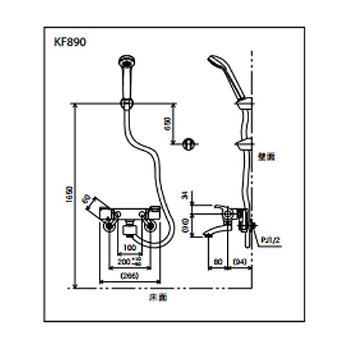 KF890｜KVK浴室用蛇口[壁][洗い場専用]