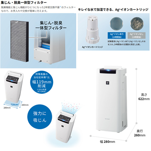 【台数限定】【SALE】加湿空気清浄機[据置型][プラズマクラスター][2.0L][加湿量420mL/h][10畳][ホワイト系]▲