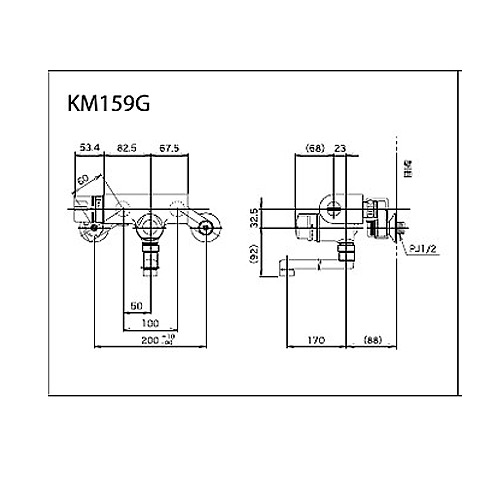 KM159G｜KVK浴室用蛇口[壁][浴槽・洗い場兼用]