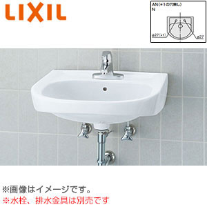 洗面器単品[壁掛式][角形][そで無大形][水栓取付穴径:φ27][右側1ヶ所]