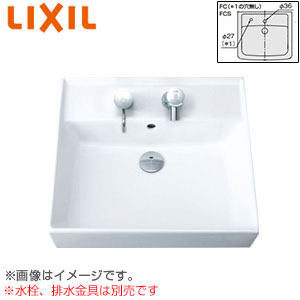 L-555FC｜LIXIL洗面器単品[ベッセル・壁付兼用式][角形]