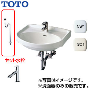 洗面器セット[壁掛][中形][立水栓][TLS01101J][床排水][壁給水]