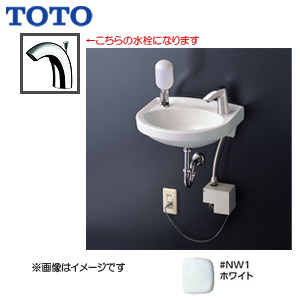 壁掛手洗器セット[壁掛手洗器][平付][台付自動水栓][TENA40A][壁排水][壁給水][ホワイト]