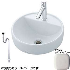 ●カウンター式手洗器セット[ベッセル式][ベッセル形手洗器][立水栓][TLS01101J][床排水][壁給水][ホワイトグレー]