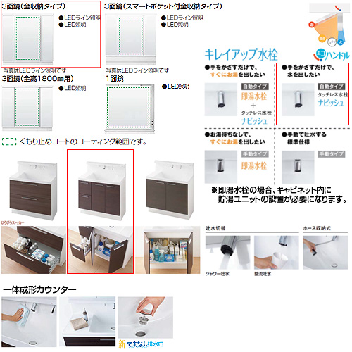 LCY1H-905JY-A/LD2H+MLCY1-903TXJU｜LIXIL洗面化粧台セット エルシィ(L.C.)[間口900mm][高さ1900mm]