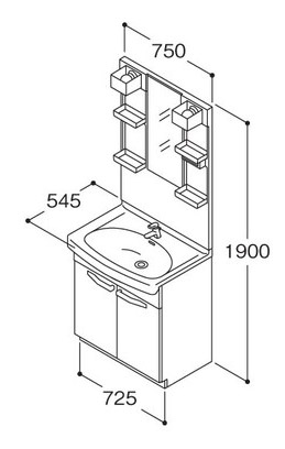 LDA756BEA+LMA750KC｜TOTO洗面化粧台セット Aシリーズ[間口750mm][高さ1900mm]