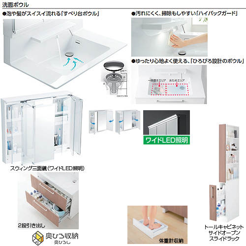 Ldsfa075bcjbn1 Set1 Toto 洗面化粧台セット オクターブ 間口900mm 高さ2300mm