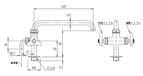 LF-114-13｜LIXILユーティリティ用蛇口[台][立形分岐自在水栓]