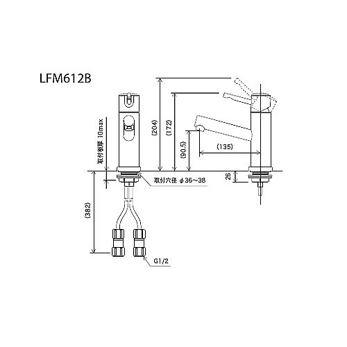 LFM612B｜KVK洗面用蛇口[台][シングルレバー混合水栓]