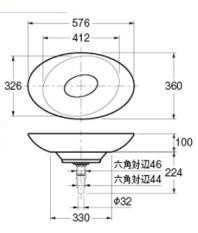 MR-493225｜カクダイ｜洗面器単品[ベッセル式][半埋込][楕円形][人工