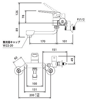 MSK110KB｜KVKキッチン用蛇口[壁][シングルレバー混合水栓]