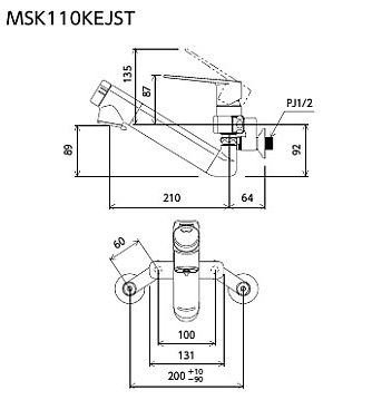 MSK110KEJST｜KVKキッチン用蛇口[壁][シングルレバー混合水栓]