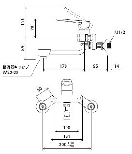 MSK110KRJ｜KVKキッチン用蛇口[壁][シングルレバー混合水栓]