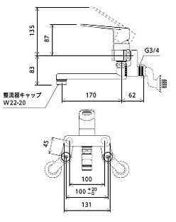 MSK110KTKT｜KVKキッチン用蛇口[壁][シングルレバー混合水栓]