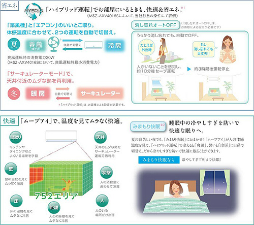 MITSUBISHI 8〜10畳 2.5kwルームエアコン MSZ-AXV2516-W 2016年製