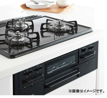 【SALE】ビルトインガスコンロ メタルトップ[60cm][ホーロートップ:グレー][前面パネル:ブラックフェイス][ごとく：ブラック][水無し片面焼・温度調節機能なし][都市ガス][左強火力]
