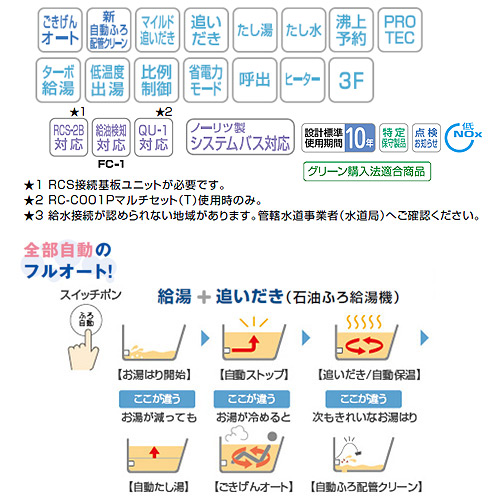 OTQ-4705AY｜ノーリツ石油ふろ給湯器[浴室・台所リモコンセット][フルオート]