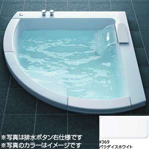 ●浴槽  スーパーエクセレントバス[埋込浴槽][1500サイズ][ワンプッシュ排水栓式][滝状吐水バス水栓付][ソフトピロー付][パラダイスホワイト][排水ボタン右仕様]