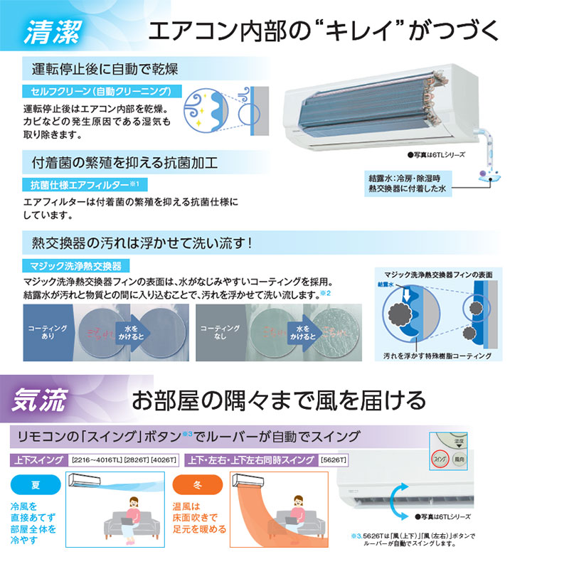 ルームエアコン[6TLシリーズ][100V][10畳][2.8kW][ホワイト][2026年モデル]