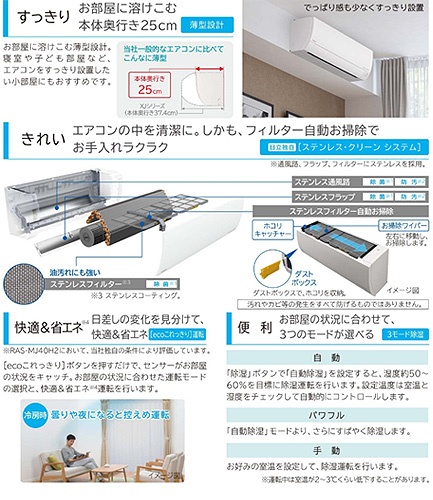 ルームエアコン[MJシリーズ][200V][14畳][4.0kW][白くまくん][スターホワイト][2018モデル]