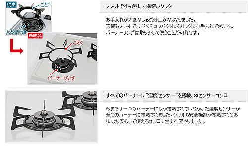 ビルトインガスコンロ コンパクトシリーズ[45cm][ホーロー天板：シェルグレー][ごとく：ホーロー][水有り片面焼グリル]