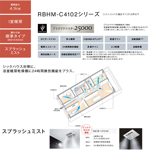 RBHM-C4102K1P｜リンナイ浴室暖房乾燥機[温水式][天井埋込型]