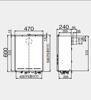 RUF-A1615AB(B) 13A｜リンナイ○ガスふろ給湯器[本体のみ][PS扉内設置型]