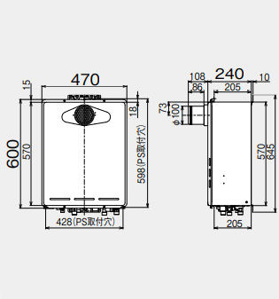 在庫限り 【フルオート】 [RUF-A1615AT-L-C-13A] PS扉内設置型/PS延長