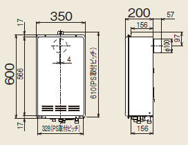 ガスふろ給湯器 ユッコUF[本体のみ][PS扉内設置型][後方排気][延長可能][オート][20号][都市ガス]