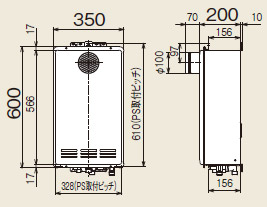 RUF-VK2000SAT(A)｜リンナイガスふろ給湯器 ユッコUF[本体のみ][PS扉内