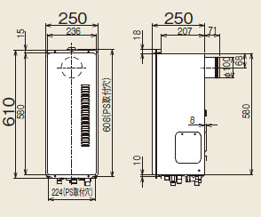 RUF-VS1615SAB｜リンナイガスふろ給湯器 ユッコUF[本体のみ][PS扉内設置型]