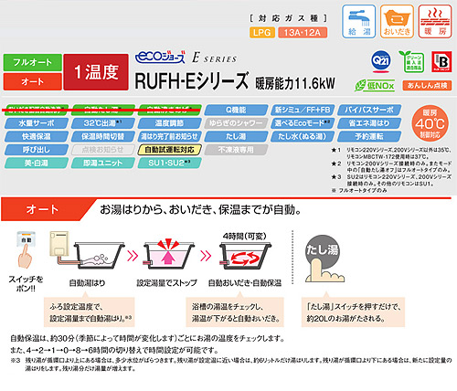 ●熱源機[エコジョーズ][本体のみ][1温度][暖房能力11.6kW][屋外壁掛型][前面排気][オート][16号][シャンパンメタリック]