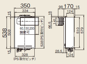 ガス給湯器 ユッコハイフロー[台所リモコン+ふろアダプターセット][浴室リモコン付属][高温水供給式][アルコーブ設置型][24号]