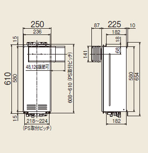 ●ガス給湯器 ユッコ[本体のみ][アルコーブ設置型][給湯専用][スリム][16号]