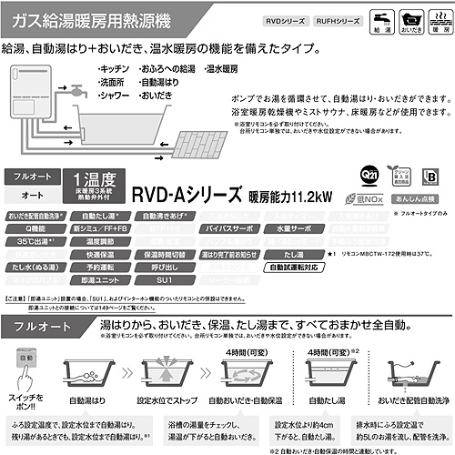 RVD-A2000AB(B)｜リンナイ熱源機[本体のみ][床暖房3系統・熱動弁外付]