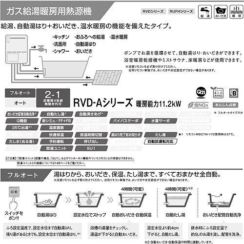 RVD-A2400AW2-1(B) 13A+MBC-155V(A)｜リンナイ熱源機[浴室・台所