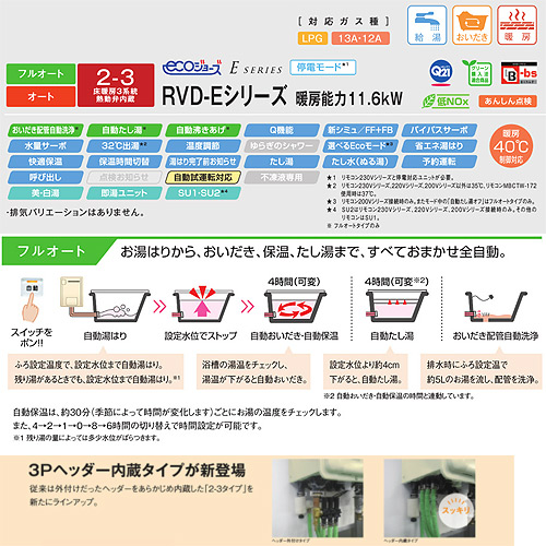 RVD-E2405AW2-3(A) 13A+MBC-240V｜リンナイ○熱源機[エコジョーズ